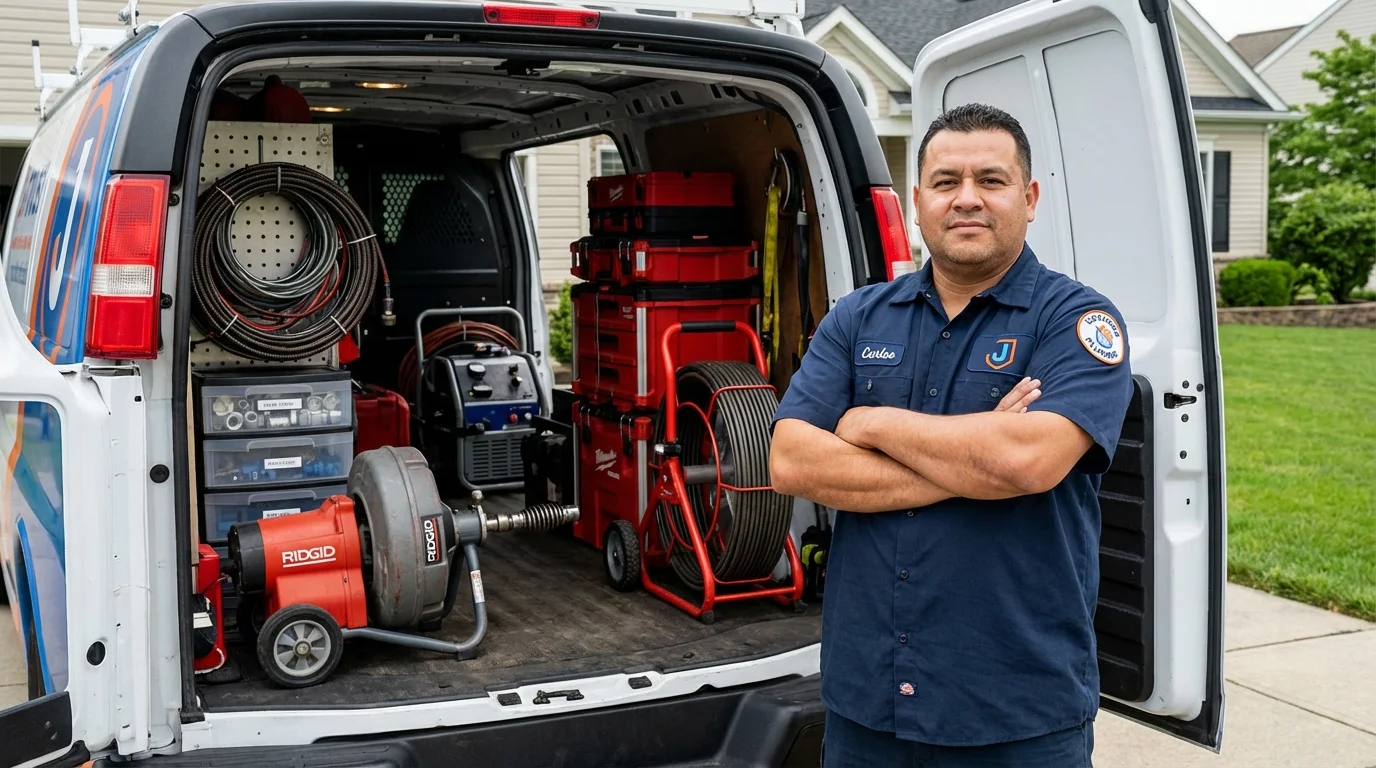 Professional drain cleaning equipment and Johns Plumbing LLC plumber in Boonville